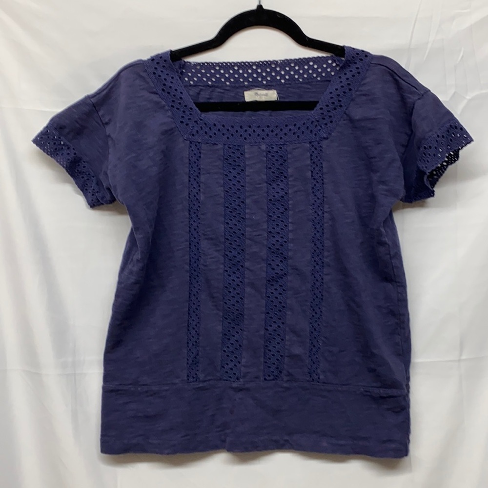 Madewell Eyelet Seamed Womens  Navy Shirt S